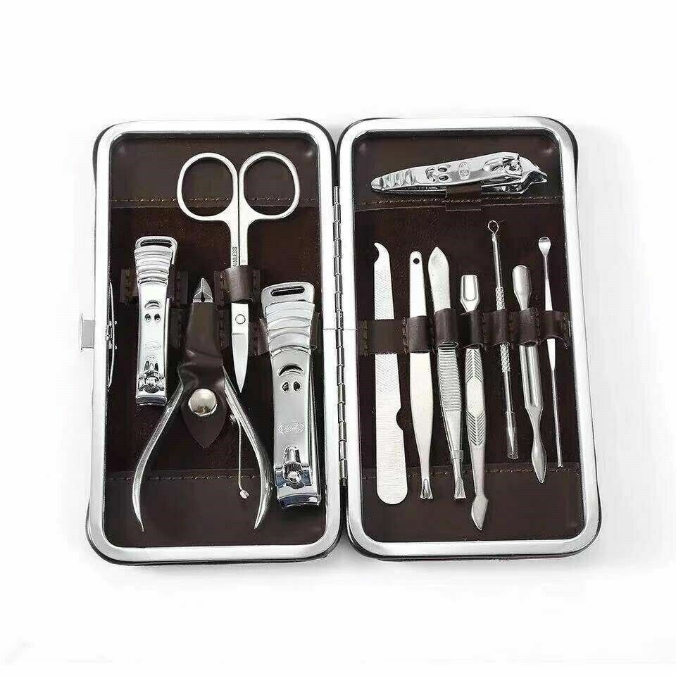 12PCS Manicure Pedicure Nail Clipper Set with Case - Grooming Kit