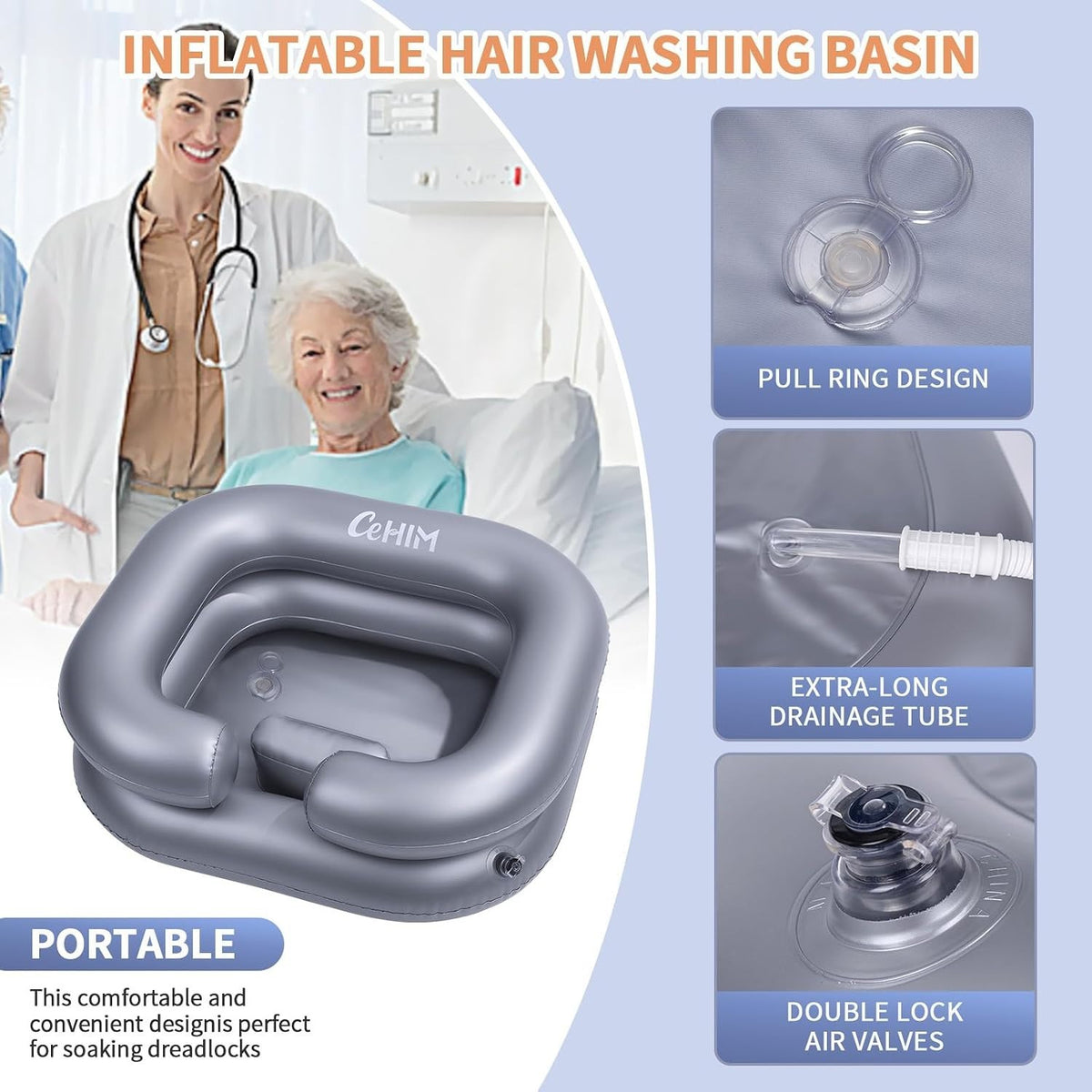Inflatable Hair Washing Basin for Comfortable Home Hair Care