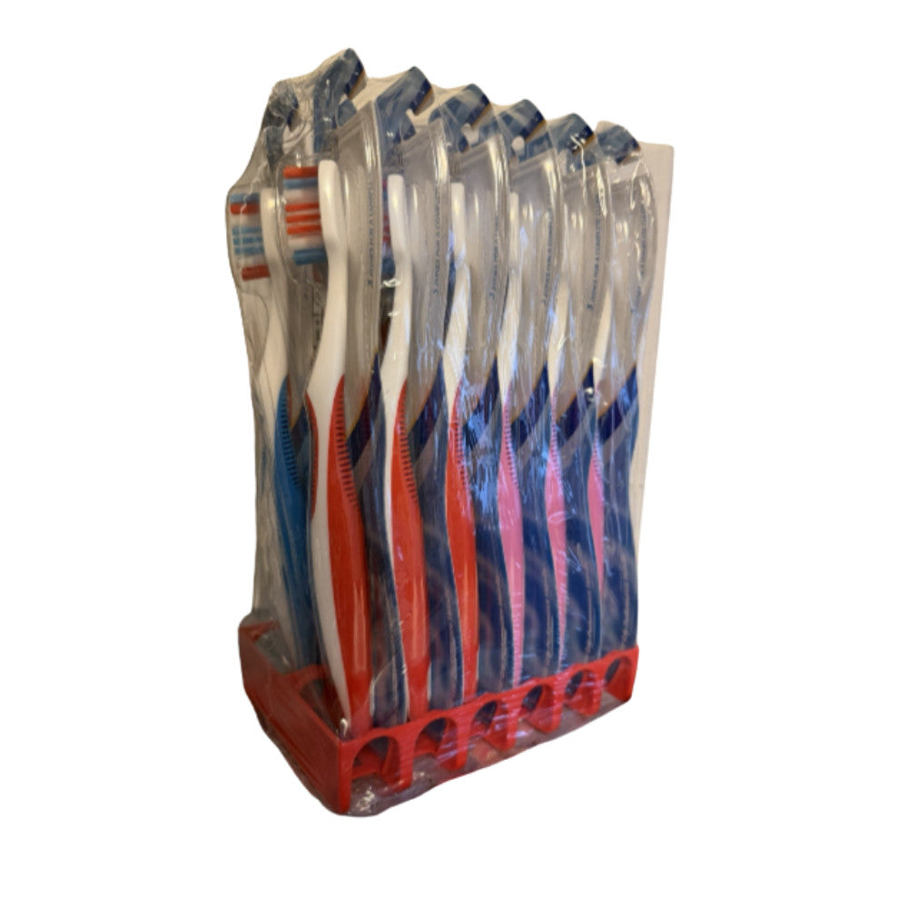 Aim Triple Clean Soft Bristle Toothbrush 12 Pack - Gentle Deep Cleaning