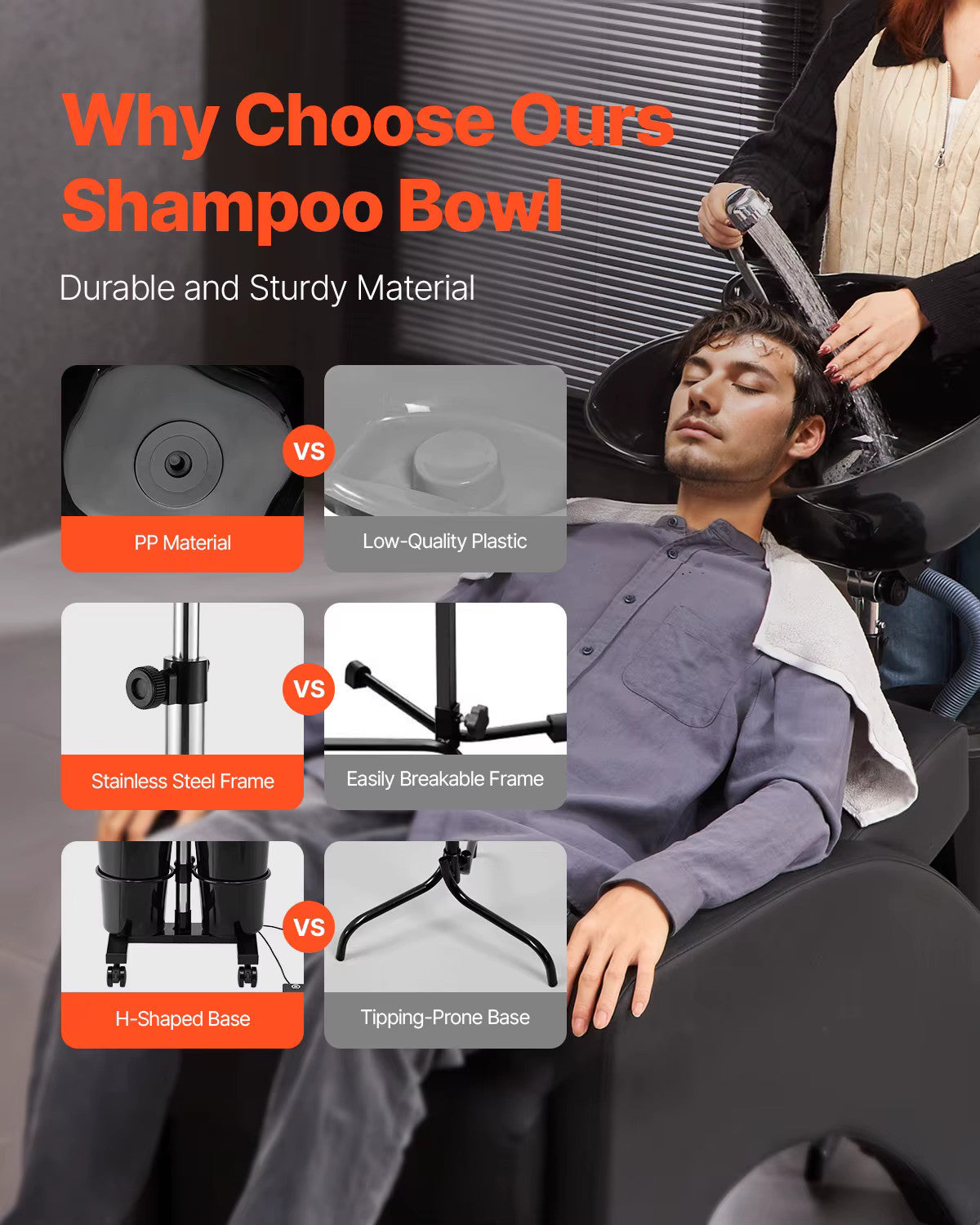 Portable Shampoo Sink with Electric Pump for Hair Washing - Durable & Adjustable