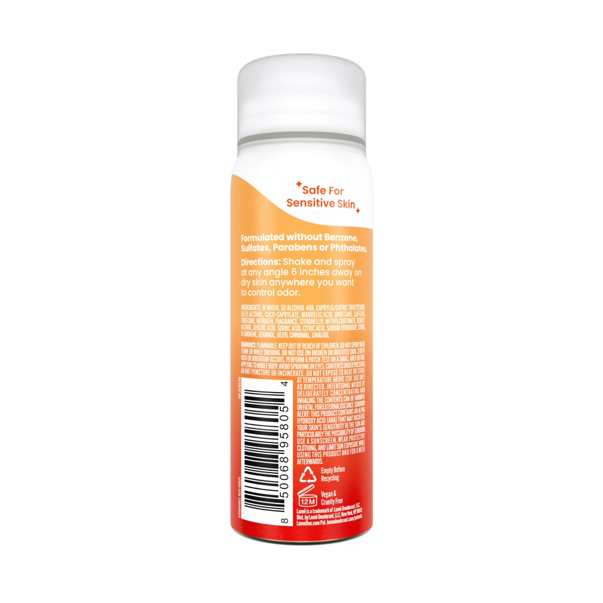 Lume Whole Body Deodorant Spray - Clean Tangerine Travel Size 1 oz (6 Pack)