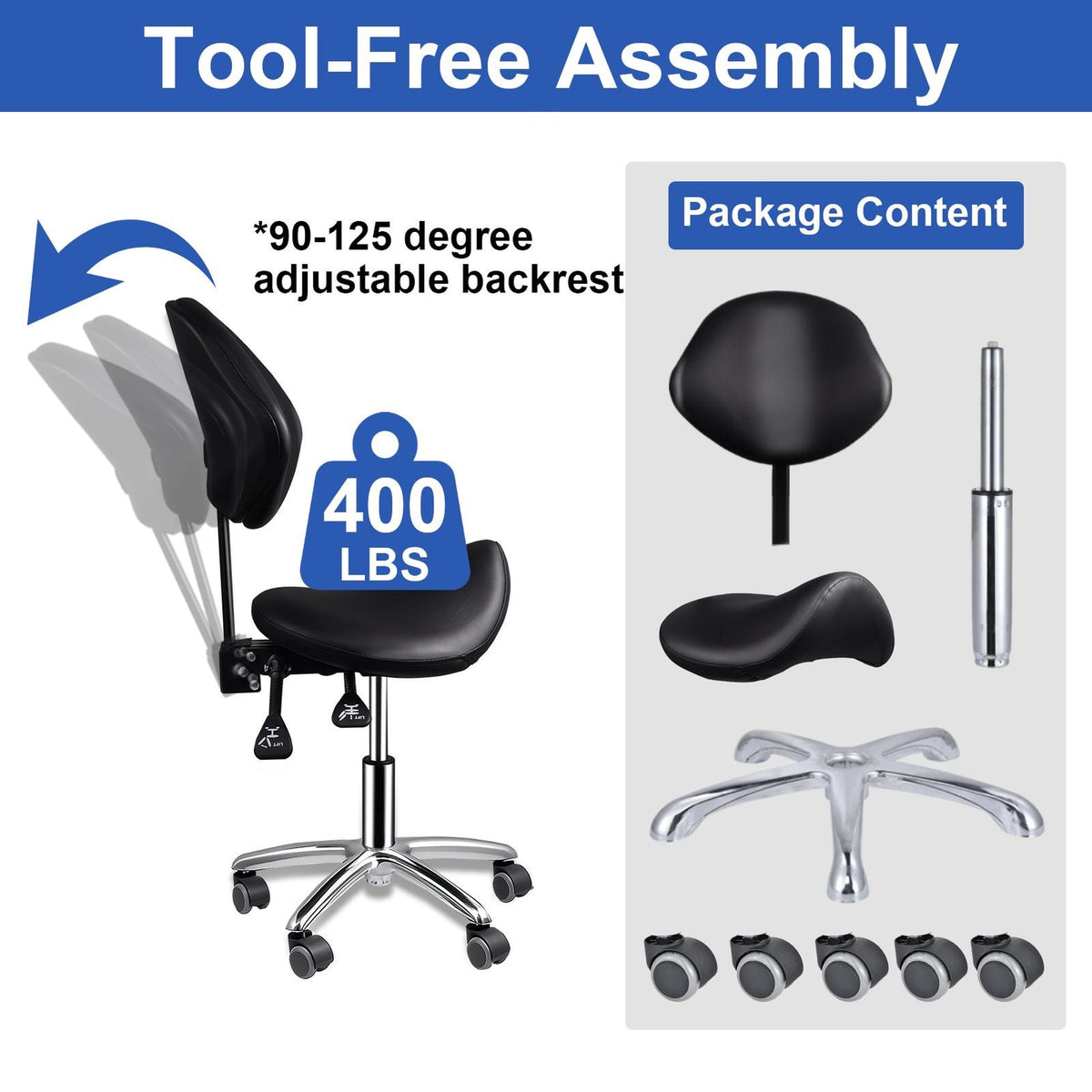 Heavy Duty Hydraulic Saddle Stool with Wheels and Adjustable Height