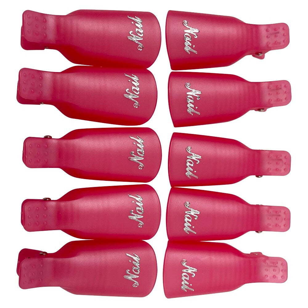 Pink Nail Removers Kit with 10 Plastic Soak Off Clips for Nail Art Removal