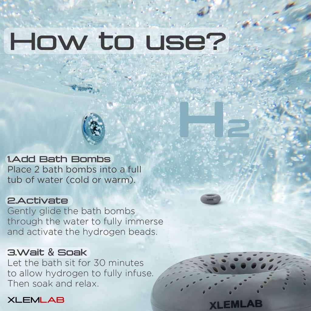 Hydrogen Bath Bombs for Muscle Recovery - Reusable Microbubble Soaks, 4 Pack