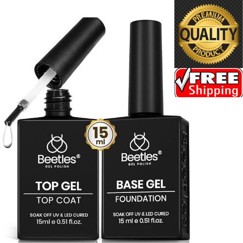 No Wipe Gel Top & Base Coat Set - Super Shiny UV LED Nail Polish