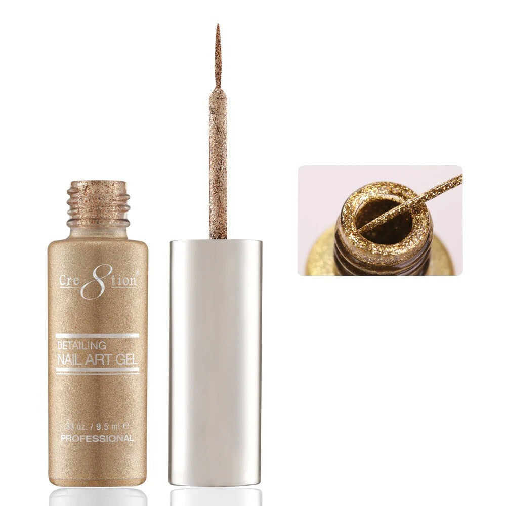 Cre8tion Gold Platinum Detailing Nail Art Gel 0.33 oz UV/LED Compatible