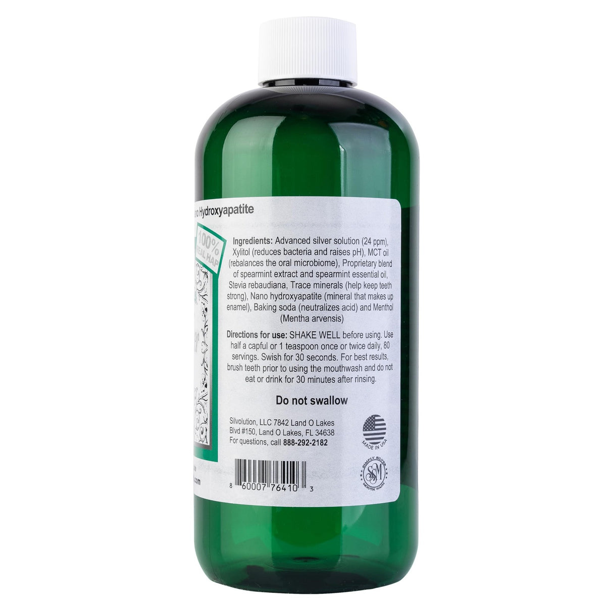 Natural Spearmint Mouthwash Alcohol & Fluoride Free with Nano Hydroxyapatite