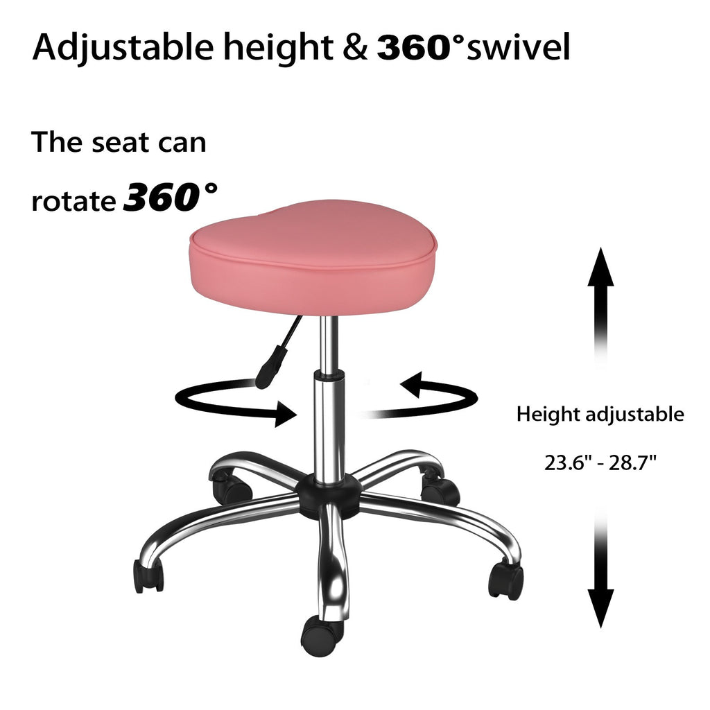 Ergonomic Rolling Stool with Heart-Shaped Seat for Salon & Tattoo Artists