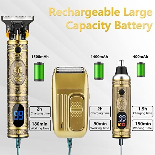 4-in-1 Men’s Beard Trimmer & Electric Razor Grooming Kit with Hair Clippers