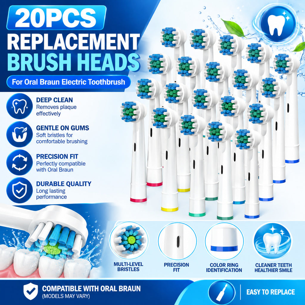 20PCS Electric Toothbrush Replacement Heads Compatible with Oral-B Models