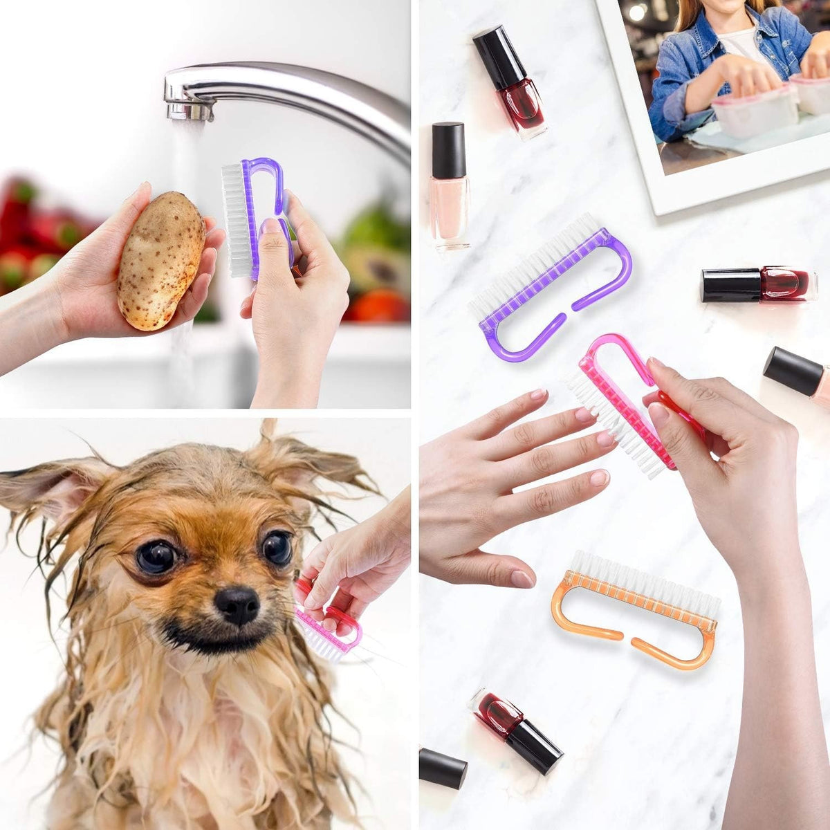 Nail Brush Set - Compact & Durable Personal Care Tool, Assorted Colors