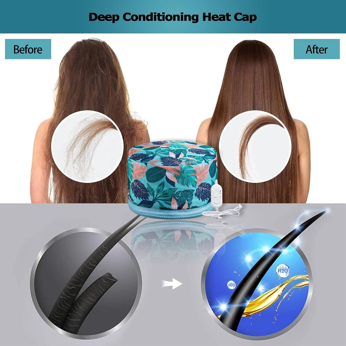 Electric Hair Steamer with Adjustable Heat for Deep Conditioning and Shine