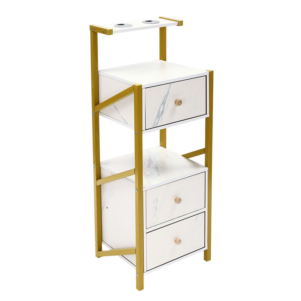 Salon Storage Cabinet with 3 Drawers and Hair Dryer Holders - Floor Standing
