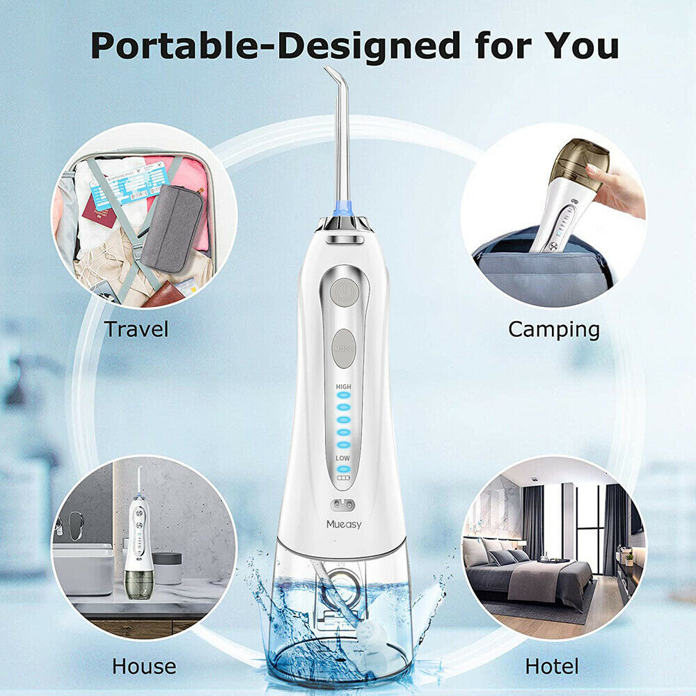 Cordless Dental Water Flosser with 5 Jet Tips, IPX7 Waterproof, Rechargeable
