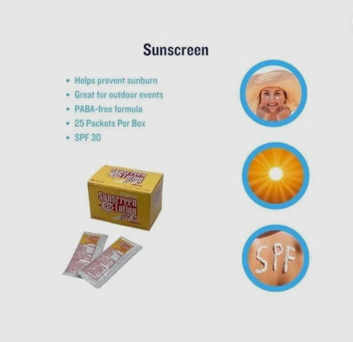SPF 30 Sensitive Skin Sunscreen Lotion Packets - PABA-Free, 50 Single-Use Foil Packets