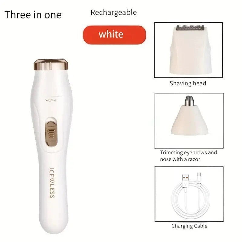 3-in-1 Electric Nose Hair & Eyebrow Trimmer for Women - Rechargeable Personal Grooming Device