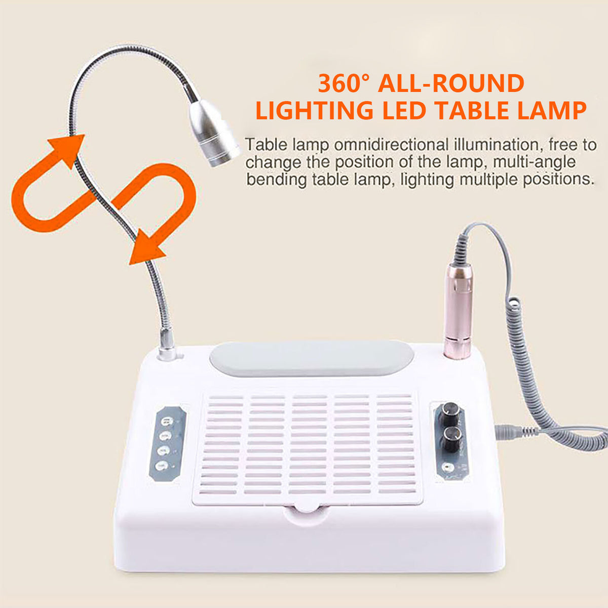 5-in-1 Nail Drill & UV LED Lamp Dryer Vacuum Cleaner for Manicure Pedicure