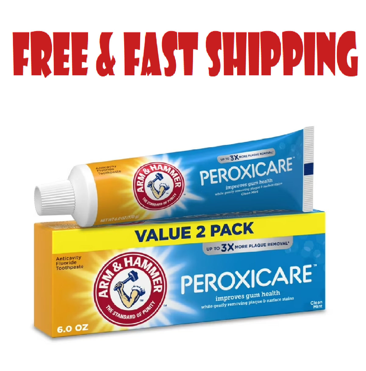 Arm & Hammer Fluoride Toothpaste with Whitening & Baking Soda - 6 oz Pack of 2