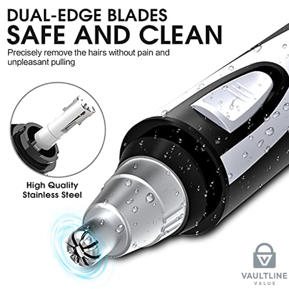 Stainless Steel Ear and Nose Hair Trimmer - Battery Operated Grooming Tool