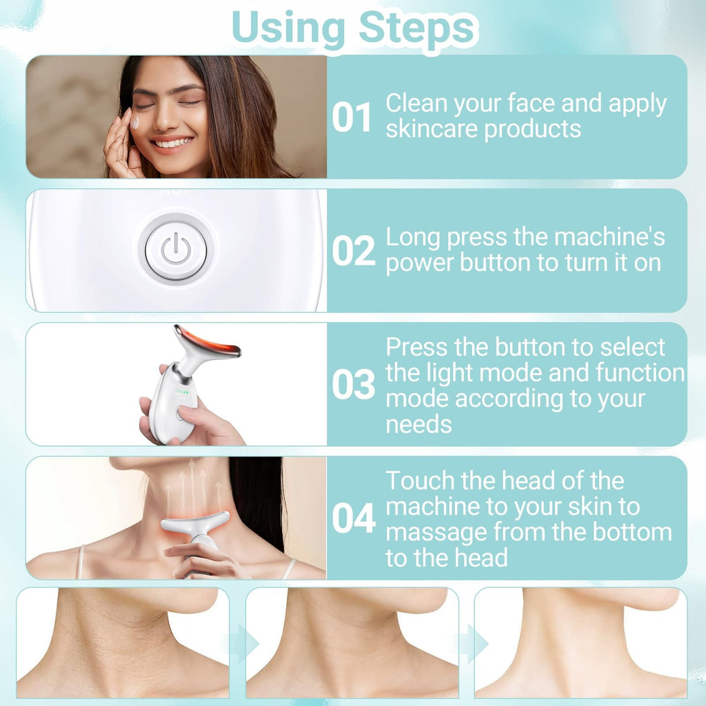 Neck and Face Massager Roller for Sculpting Skin Care - White