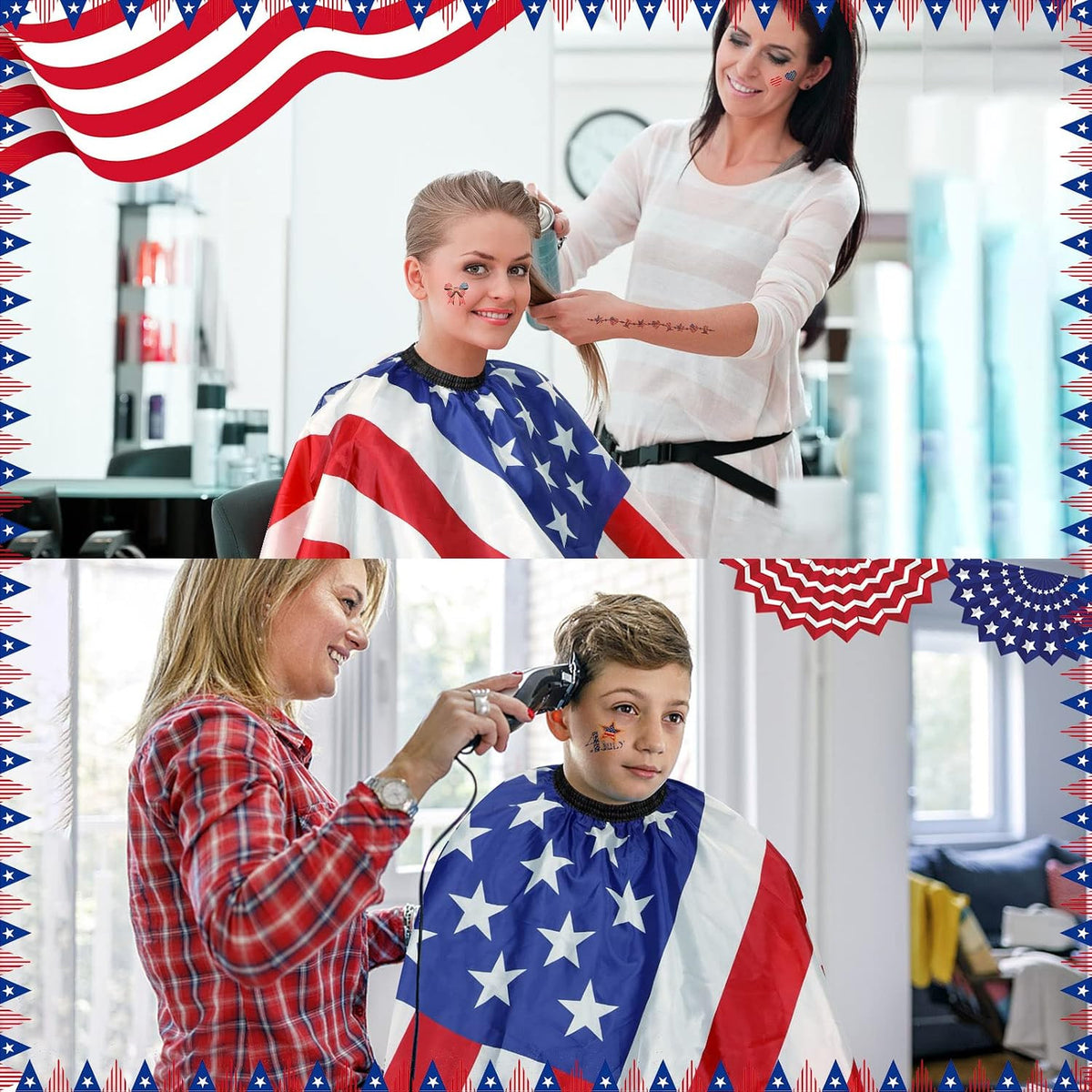 Professional Barber Cape with Neck Duster Brush - July Independence Edition