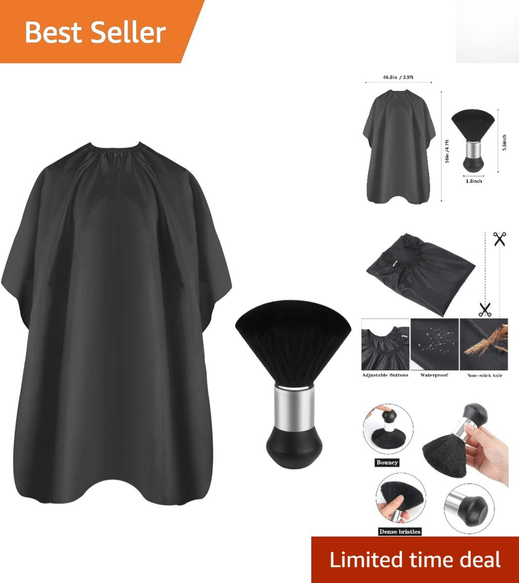 Professional Hair Cutting Cape with Adjustable Neck in Black - Full Coverage