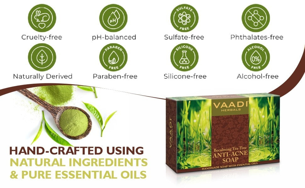 Tea Tree Oil Soap Bars - Antibacterial Acne & Blemish Face & Body Cleansing Set of 6