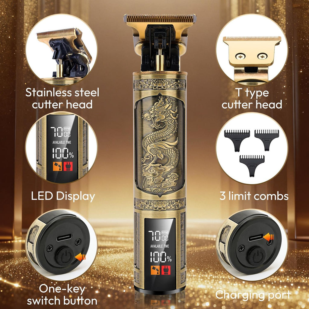 Cordless Professional Hair Clippers for Men with LCD Display & Multiple Attachments