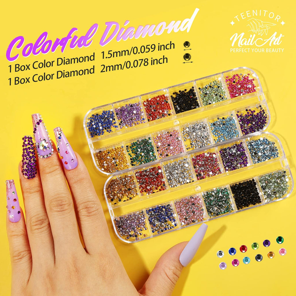 41-Box Nail Rhinestones Gems Kit for Nail Art & Design