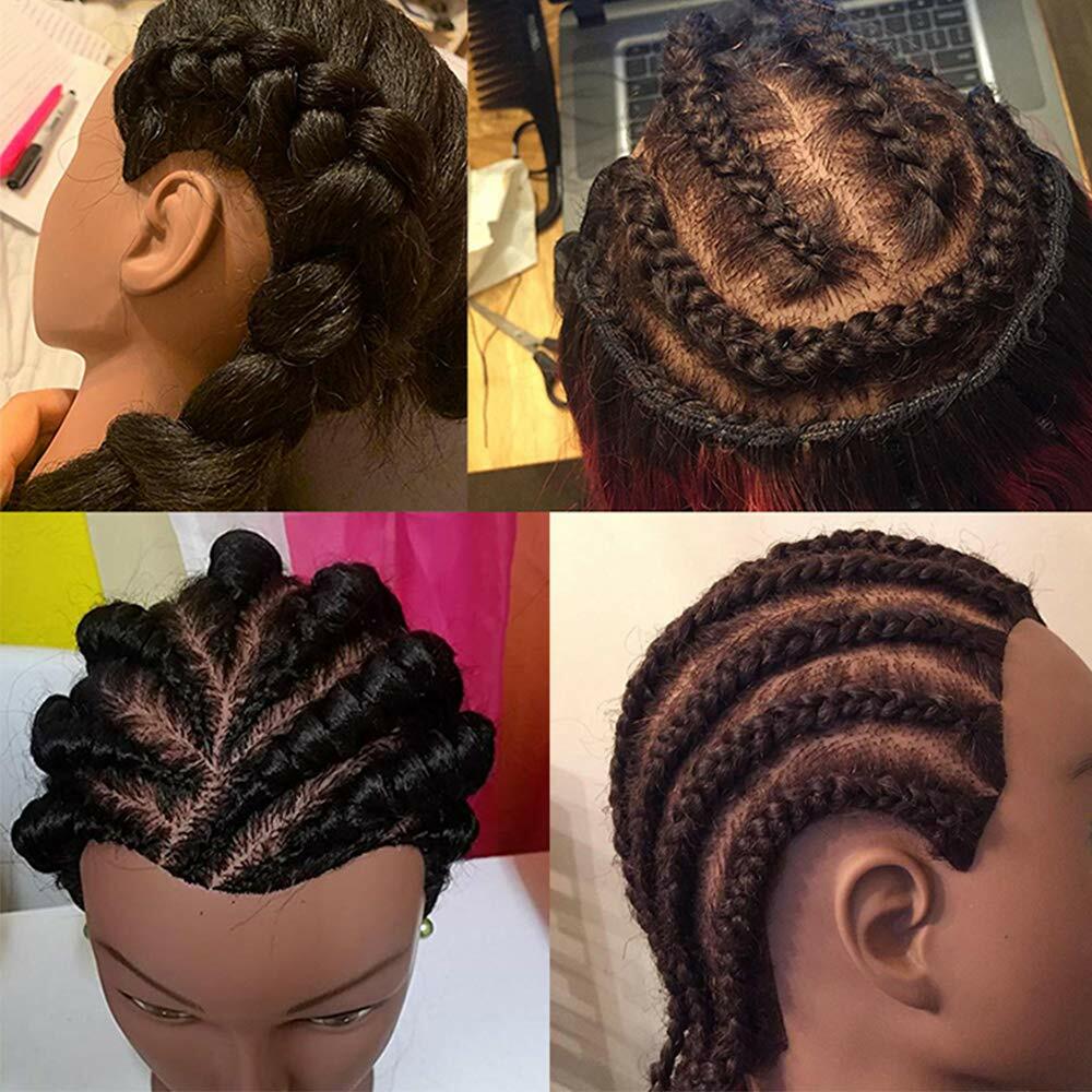 Human Hair Mannequin Head for Hair Styling Training Afro Curl Brown