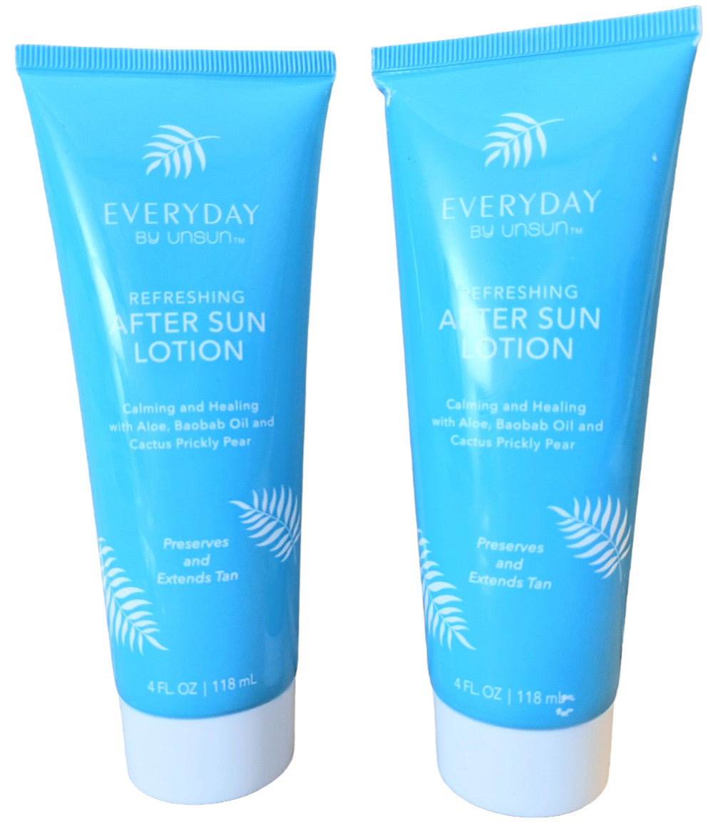 Unsun After Sun Lotion 4 fl oz - Moisturizing Tan Extender with Aloe & Cactus Prickly Pear, 2 Tubes