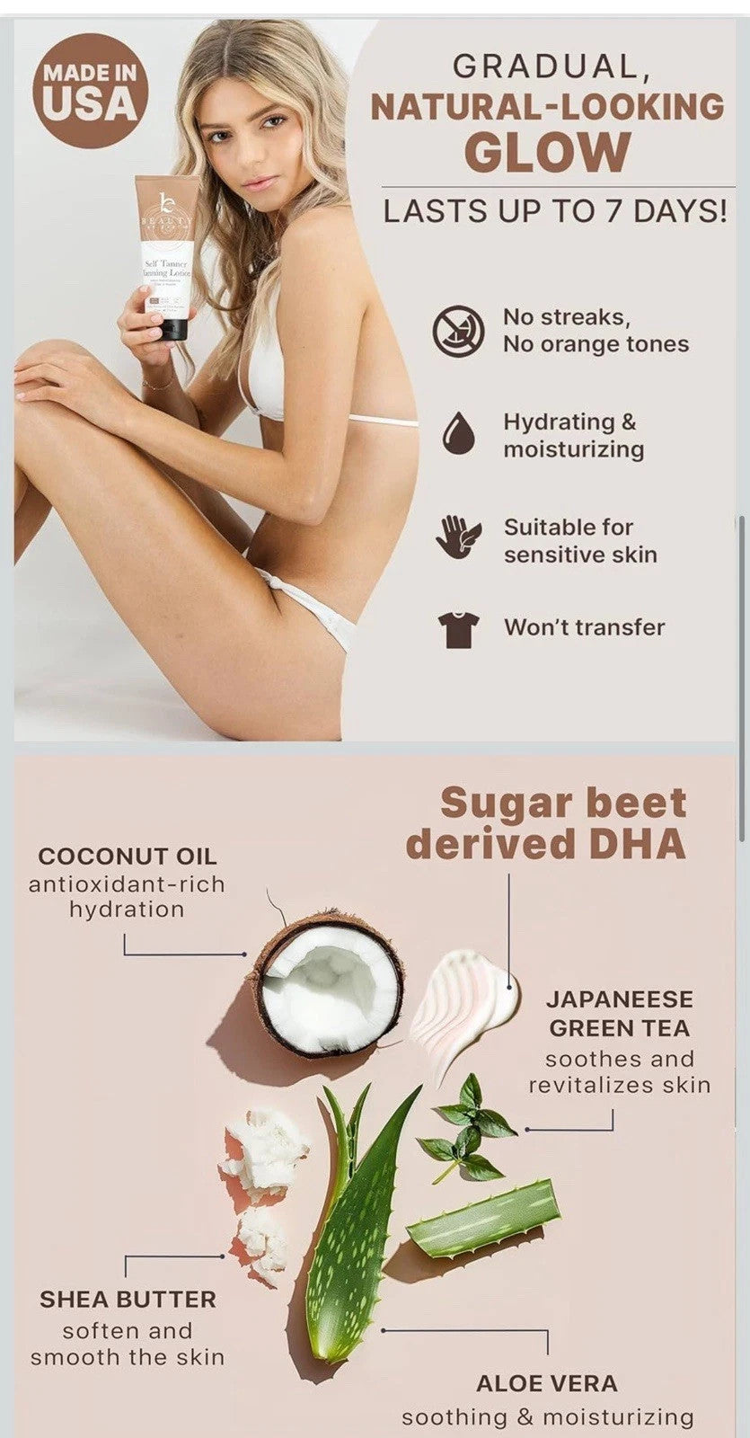 Organic Self Tanner Lotion Kit for Face & Body - Streak-Free Glow