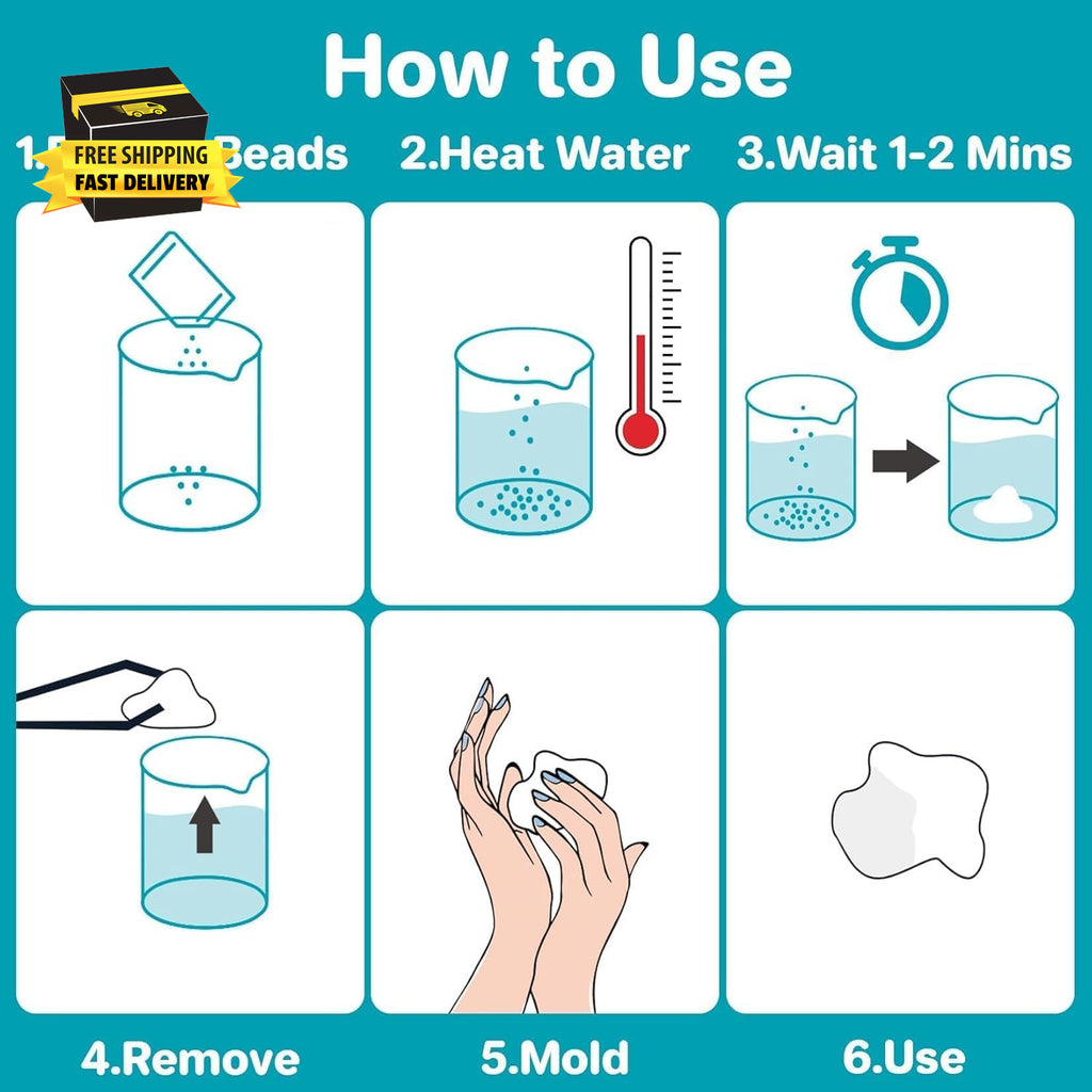 Moldable Thermoplastic Beads for DIY Tooth Repair and Crafts - 10.9oz