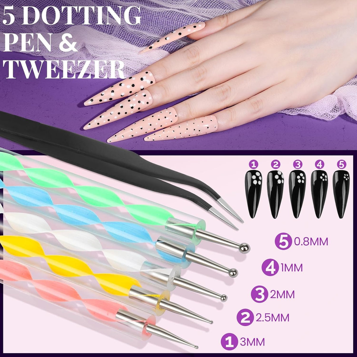 Complete Nail Art Kit with Brushes Rhinestones Charms Stickers for DIY Manicure