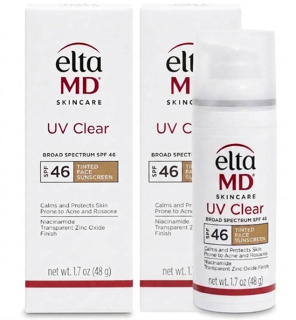 SPF 46 Tinted Facial Sunscreen Pack of 2 - Broad Spectrum, Oil-Free, Natural Finish, 1.7 Oz Each