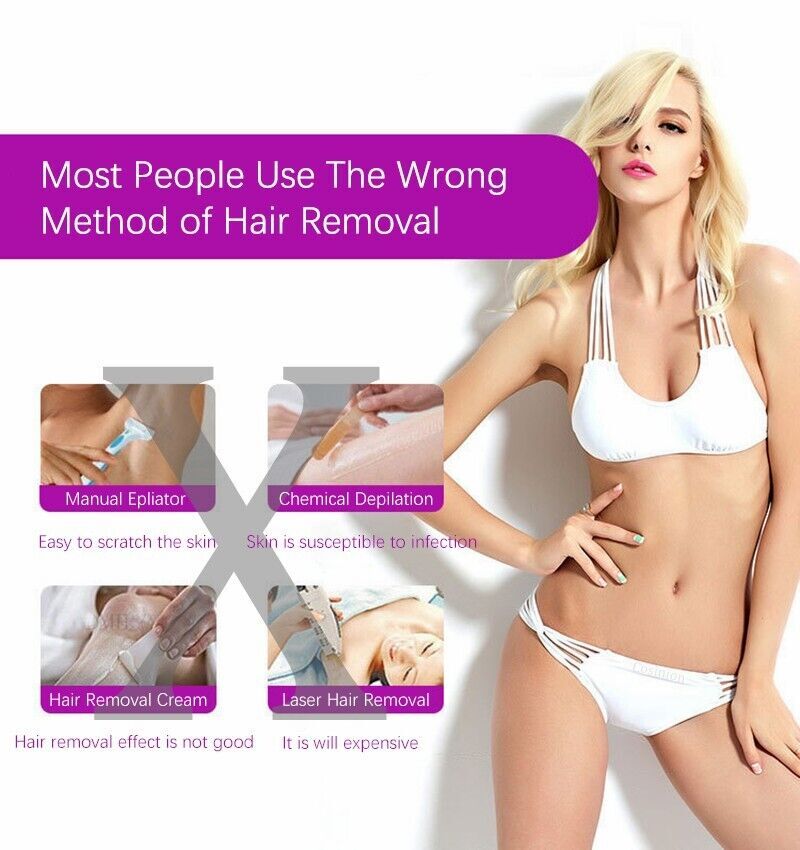 Women Painless Electric Hair Removal Epilator for Face & Body