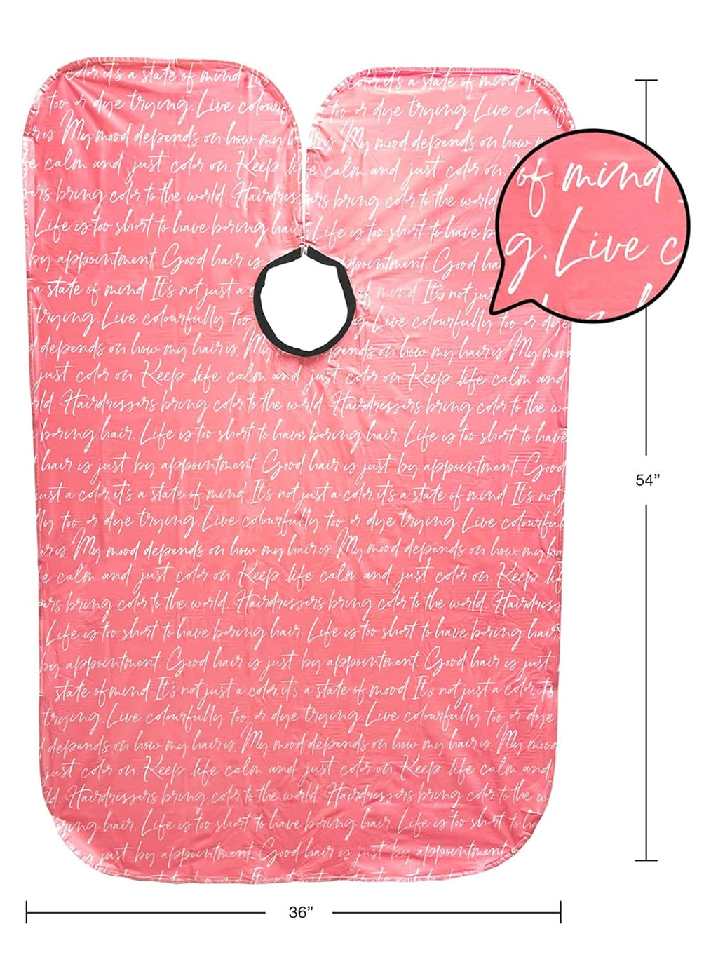 Professional Hair Stylist Shampoo Cape Waterproof Vinyl with Soft Nylon Neckband