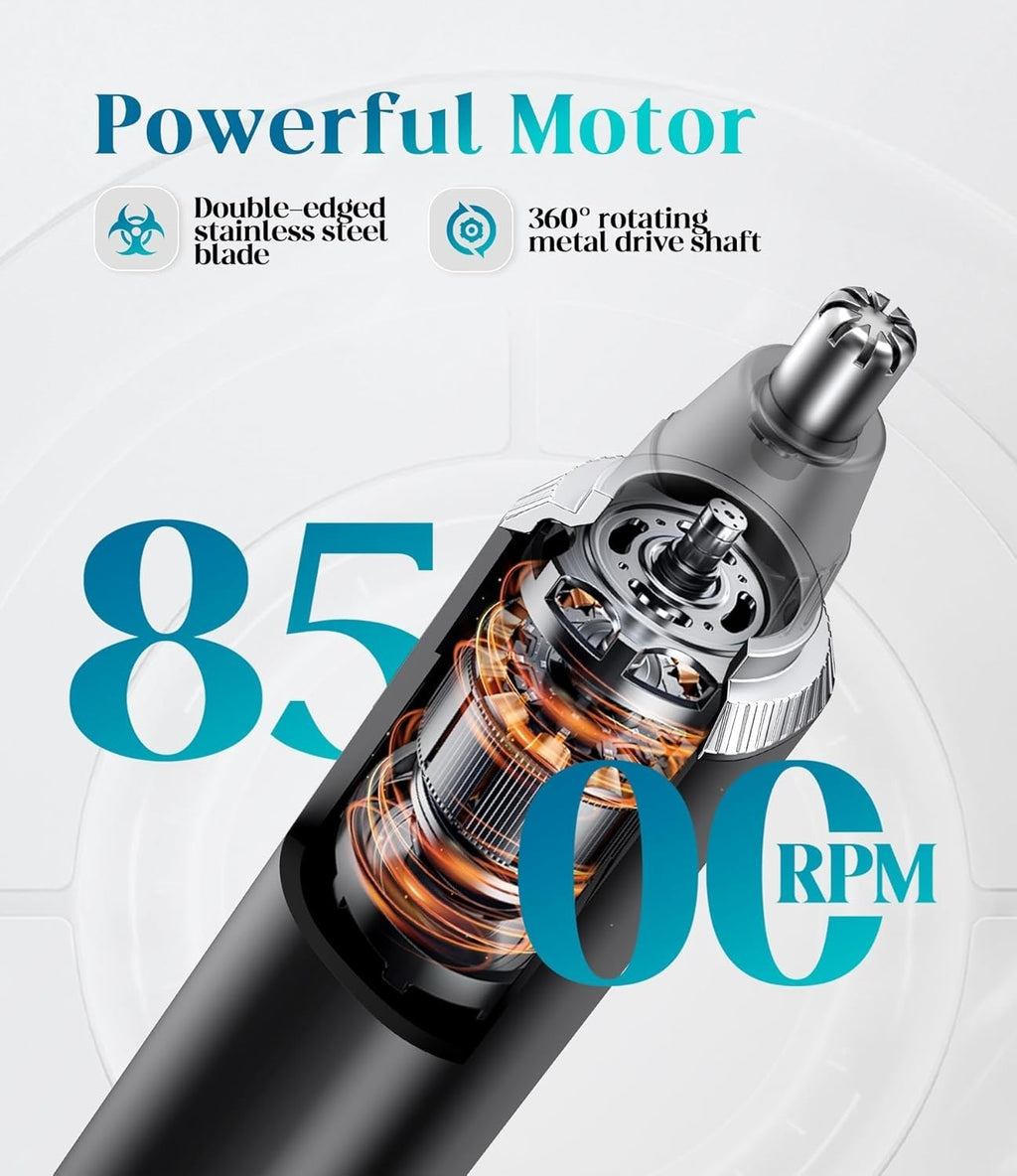 Rechargeable Water-Resistant Ear and Nose Hair Trimmer with LED Indicator