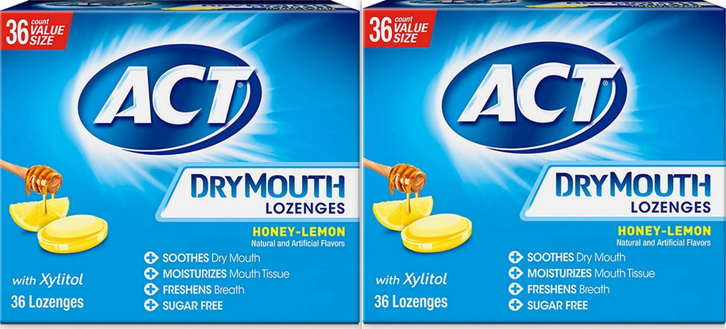 Act Dry Mouth Lozenges Sugar Free Honey Lemon 36ct Pack