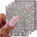 3D Embossed Flower Nail Art Stickers - Self-Adhesive Colorful Decals