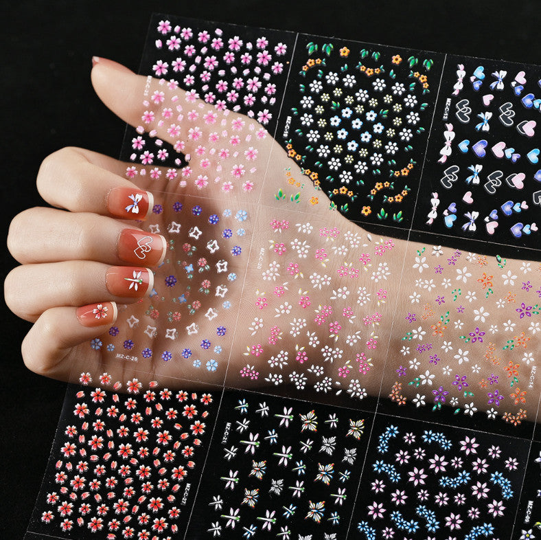 10 Sheets Nail Art Stickers Decal Daisy Flower Lace Butterfly for Manicure