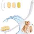 Long Handle Shower Body Brush with 3 Interchangeable Heads - Back Scrubber