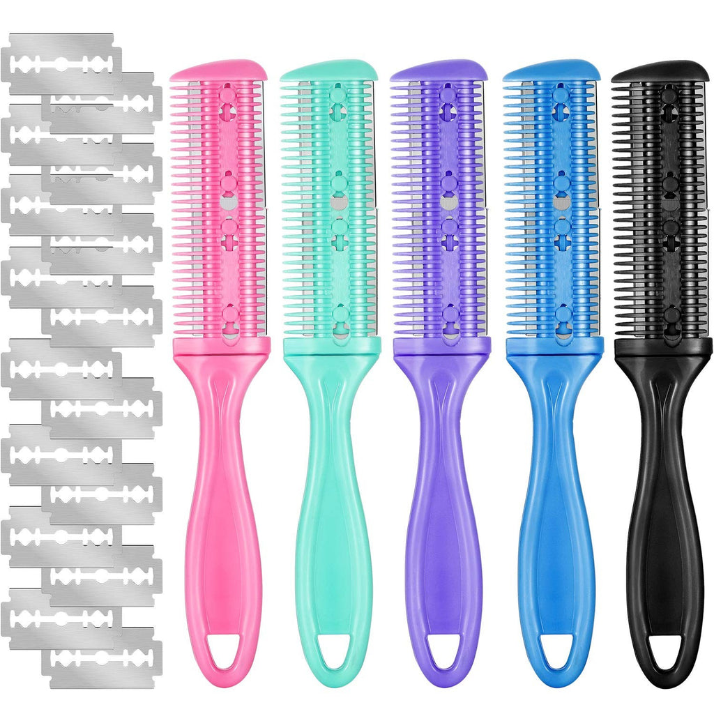 Hair Cutting Comb with 20 Double-Sided Blades and Scissors - Carbon Steel Grooming Kit