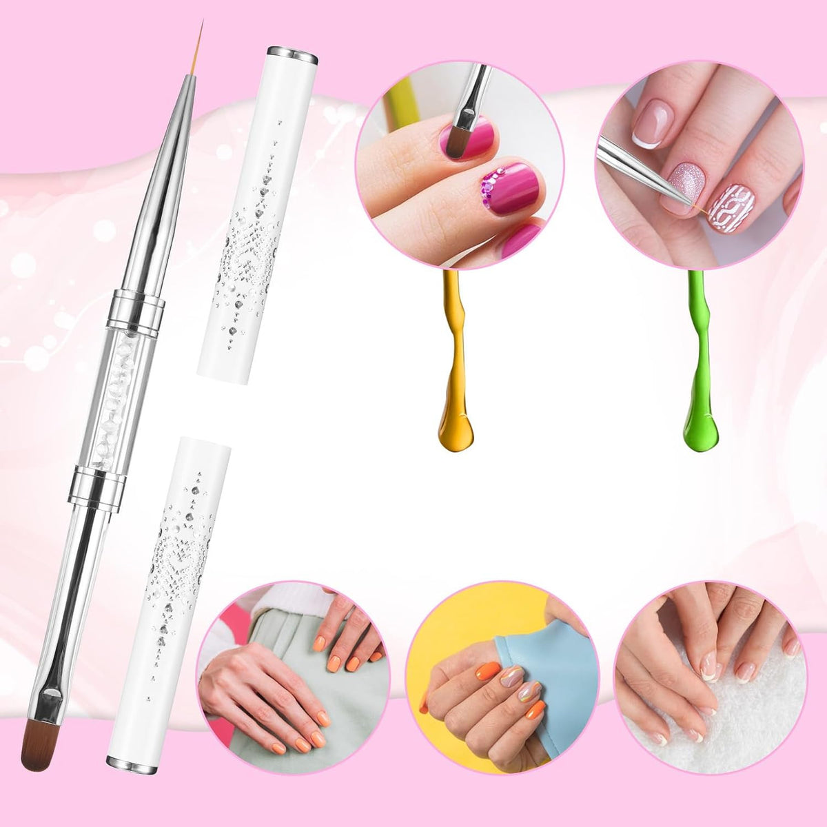 Double-Ended Nail Art Brush Set for Gel and French Tips - Professional Manicure Tools