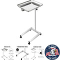 18x14 Stainless Steel Mayo Tray Stand with Swivel Wheels for Medical & Salon Use