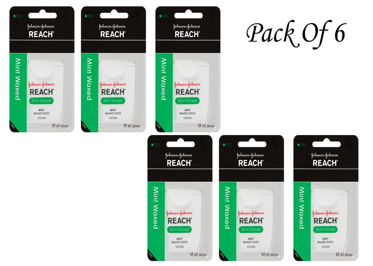 Waxed Dental Floss for Plaque & Food Removal, Refreshing Mint, 55 Yards - Pack of 2-8+