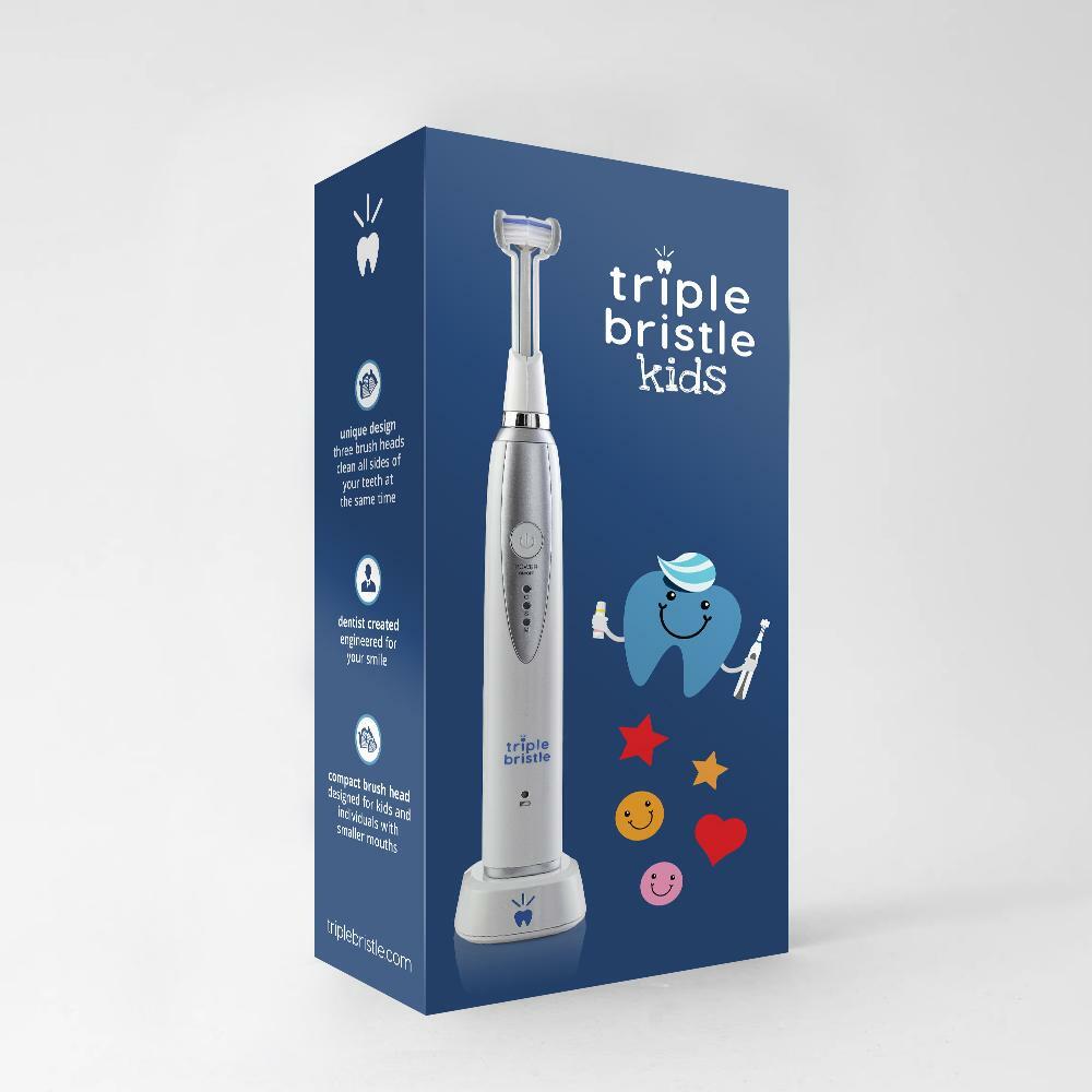 Kids Sonic Electric Toothbrush with 3-Sided Brush Head & 3 Modes