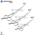 Professional Barber Scissors Kit 3 Pieces Stainless Steel Hair Cutting Shears