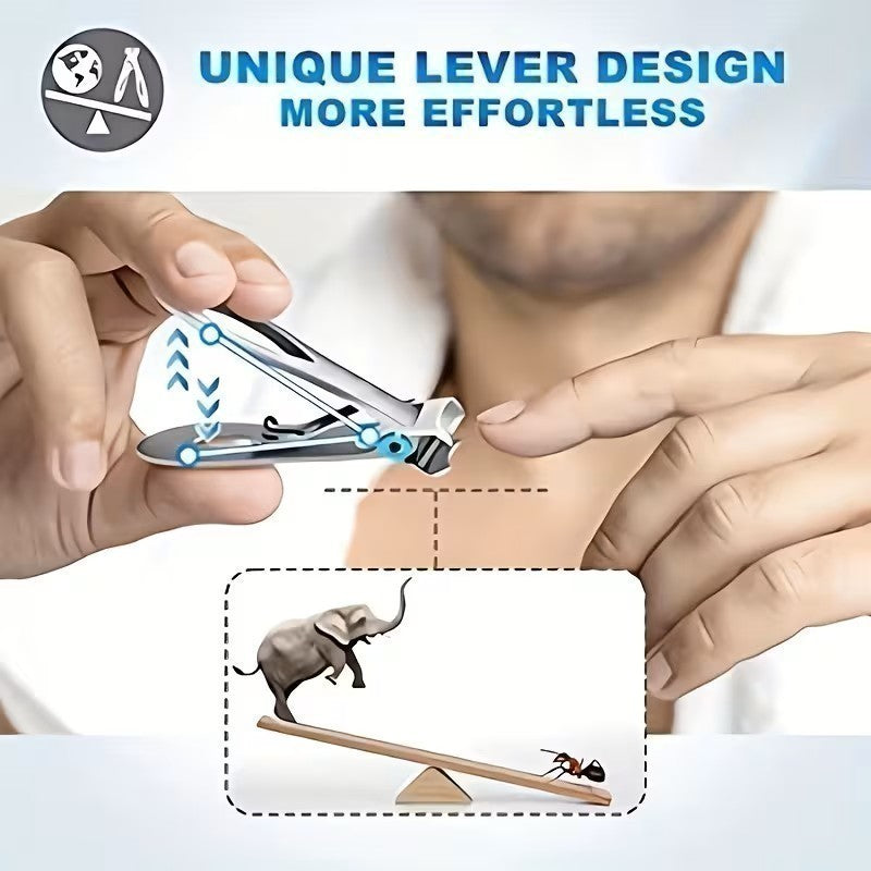 Heavy Duty Wide Jaw Toe Nail Clippers for Thick Nails - Ergonomic & Sharp