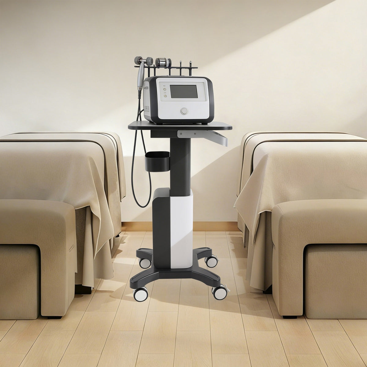 Salon Mobile Storage Cart with Wheels & Shelves - Modern Black or White
